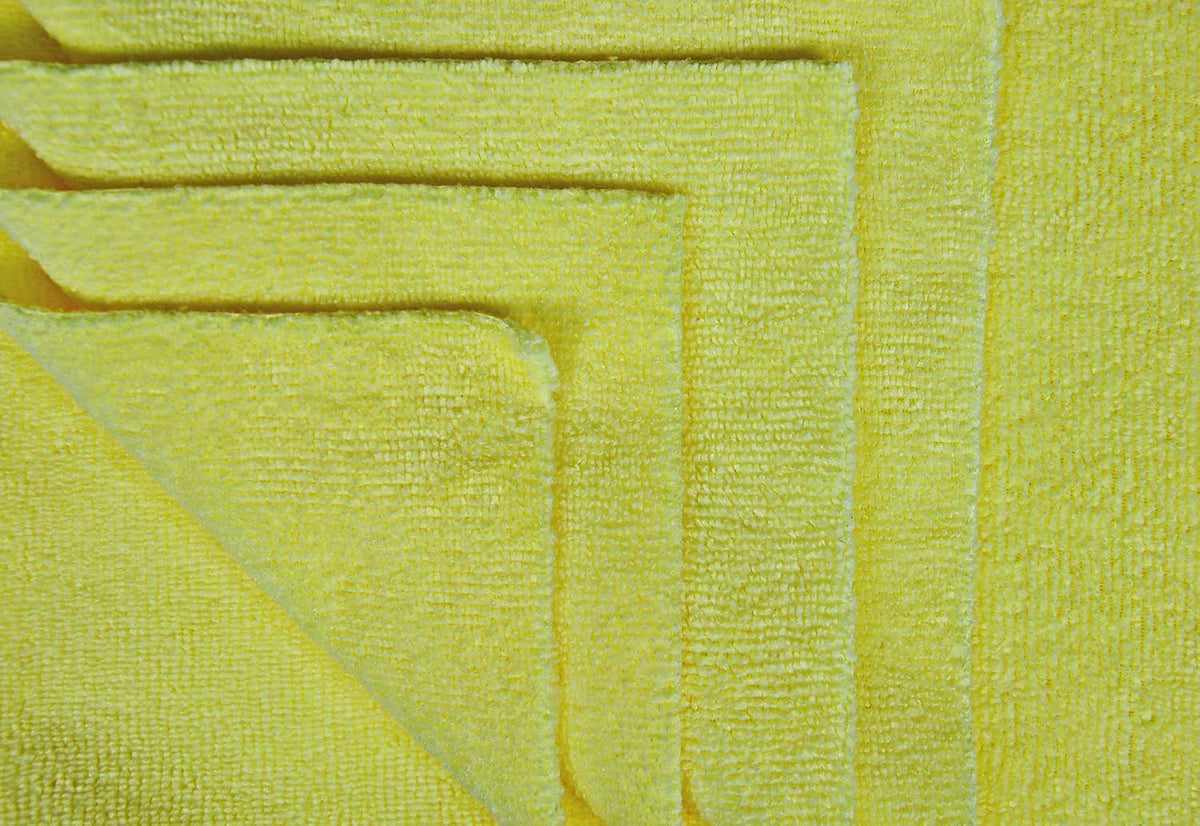 Detailer's Preference Edgeless 300 GSM Microfiber Car Detailing Towels, Cleaning Cloths, Washing, Drying, Polishing, Lint-Free, Streak-Free, Scratch-Free, Machine Washable, 12x12 in, 50-Pack, Yellow