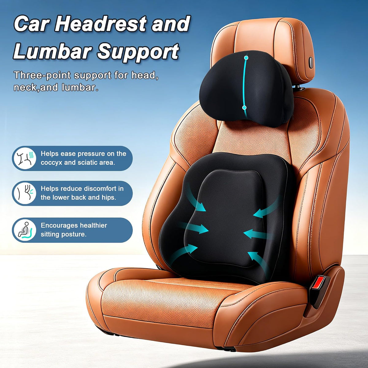 Neck Pillow Lumbar Support Pillow Set for Car,Truck,Chair