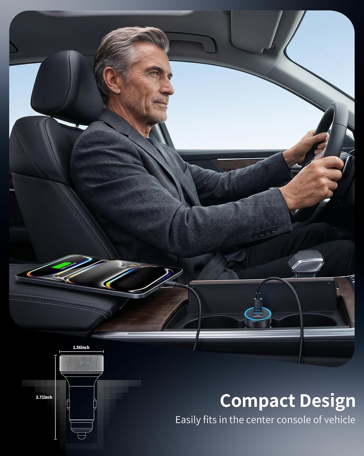 Car Charger USB C, 4-Port 90W Super Fast Charging Car Phone Charger Adapter