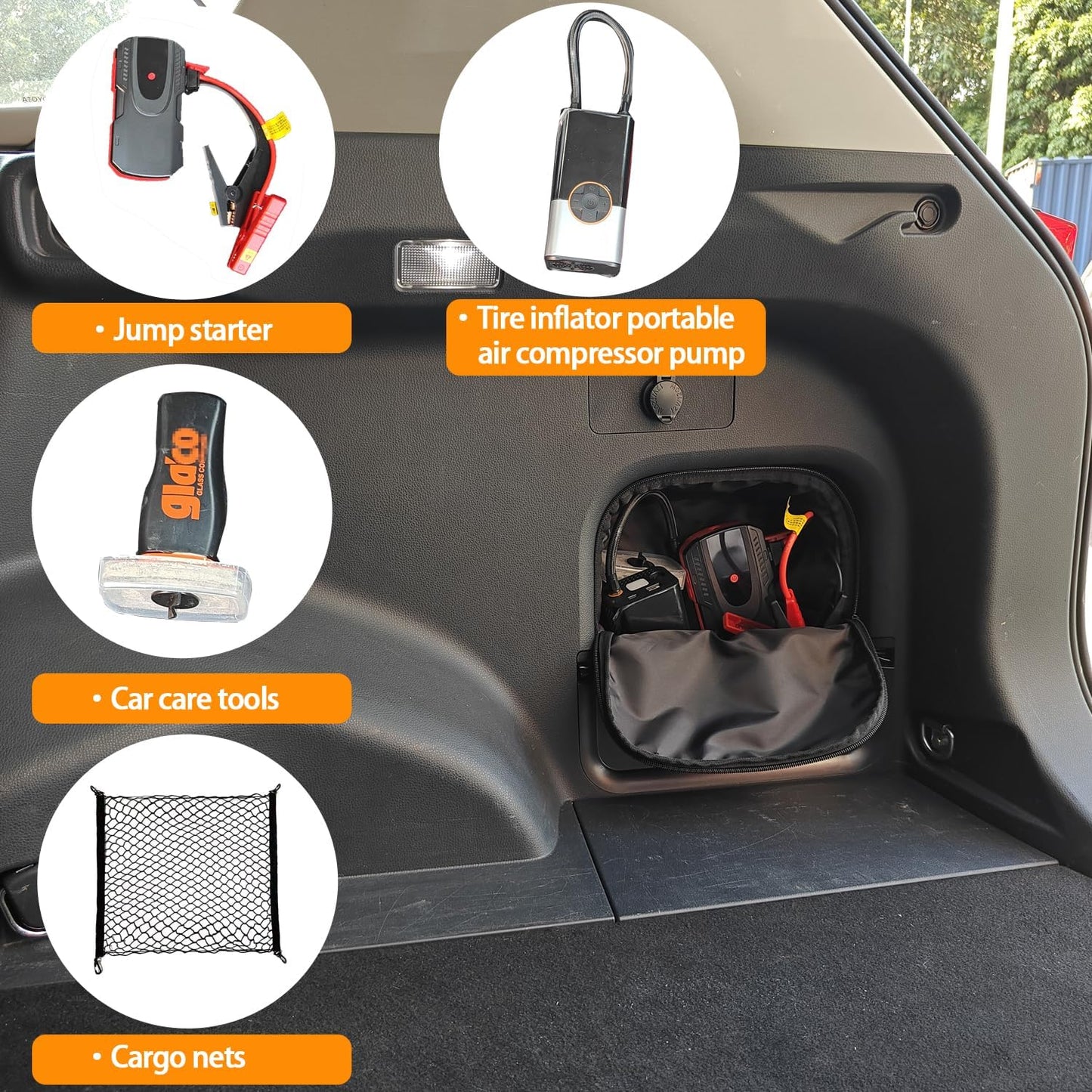 Trunk Upgrade, Trunk Organizer Pocket Bag, Trunk Cubby Storage bag,Cargo side pocket For Toyota Rav4 2025 2024 2023 2022 2021 2020 2019 Black, 1 pc without Backpack Function