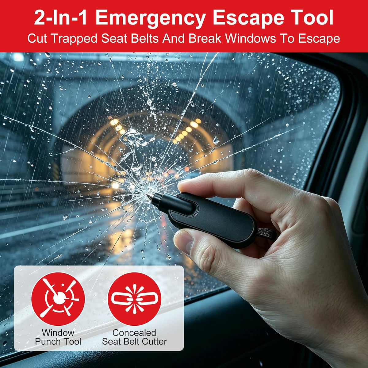 2026 New Car Escape Tool for Driver Crash/Water, Car Emergency Escape Tool
