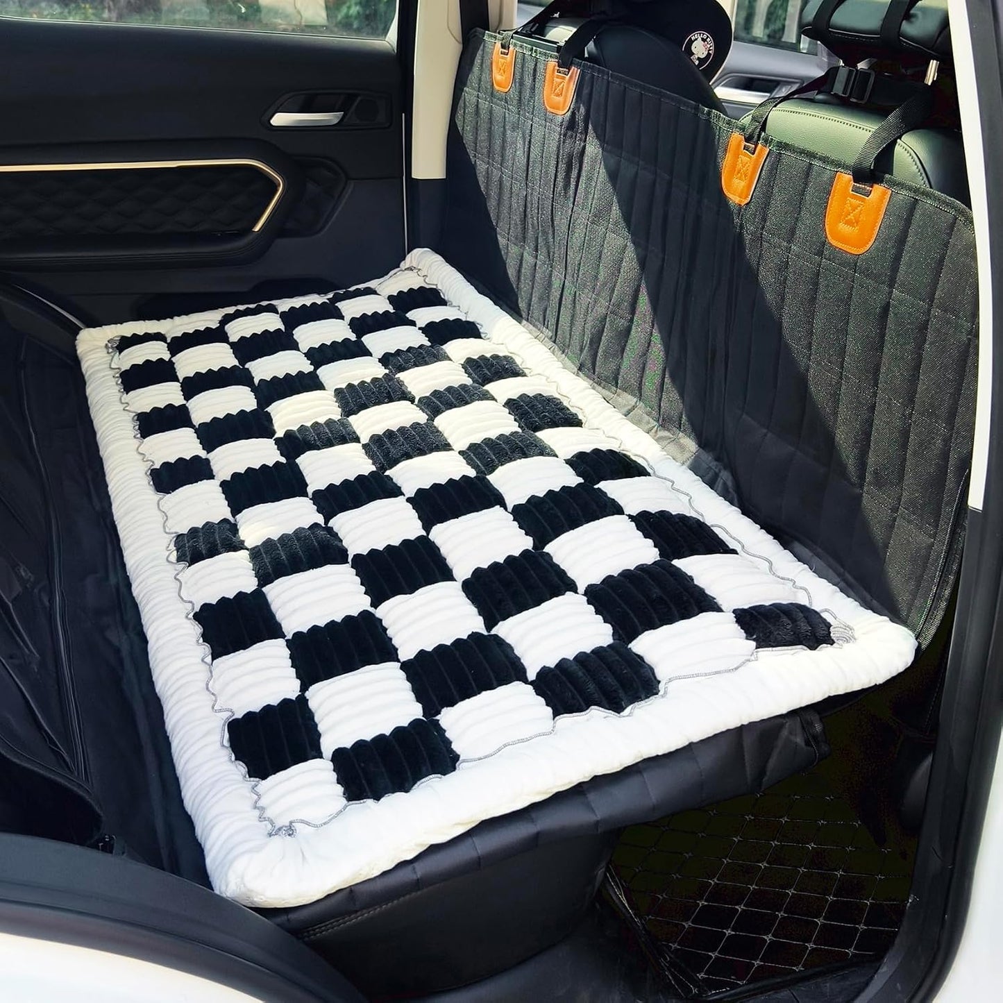 Backseat Pet Bed Mat, Truck Plaid Dog Bed for Car Back Seat, Deluxe Dog Seat Covers, Non-Slip Travel Pet Mat, Fit for Backseat Extenders and Trucks SUVs (Bluegrey&White, 24.8x54 inch)