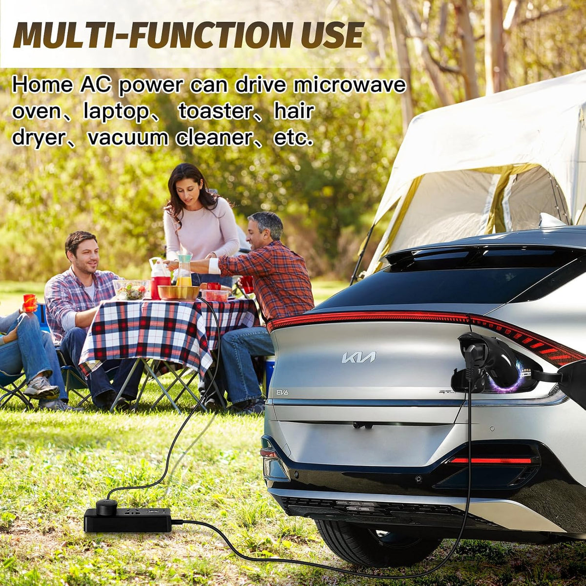 V2L Adapter Compatible with Hyundai IONIQ 5 & IONIQ 6, Kia EV 6. Power Your Devices by Using Your Car Battery, for Camping, Emergency Use