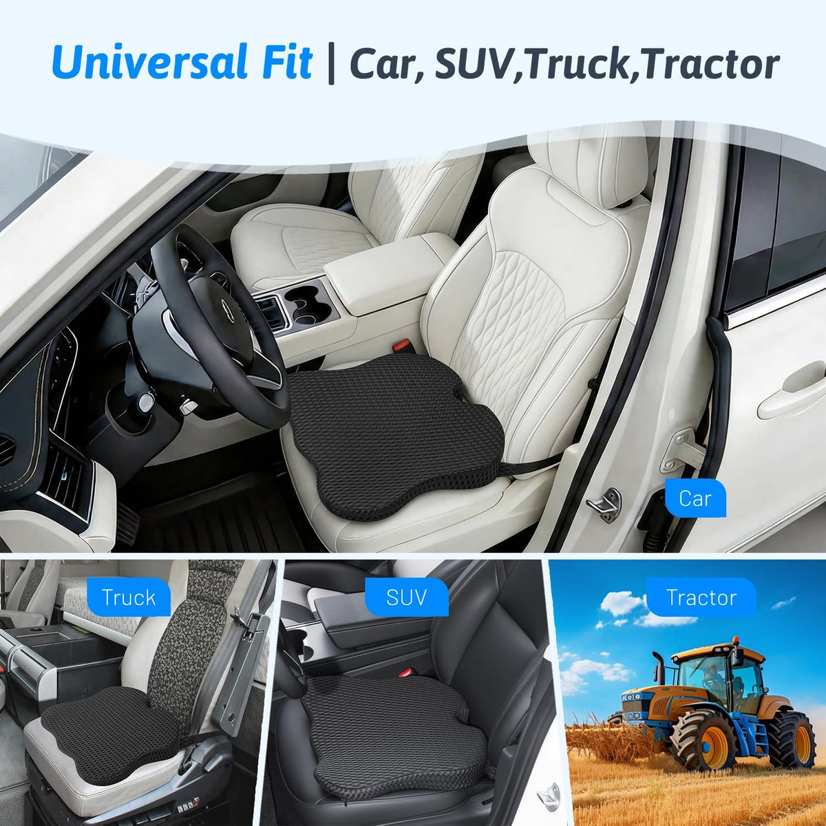 Wedge Car Seat Cushion for Driving for Better Visibility & Sciatica Relief
