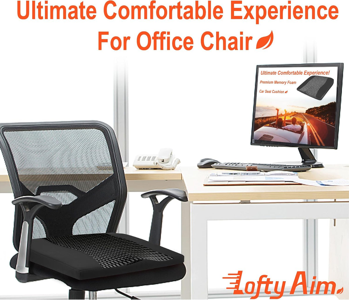 Lofty Aim Car Seat Cushion, Memory Foam Car Seat Cushions for Long Driving