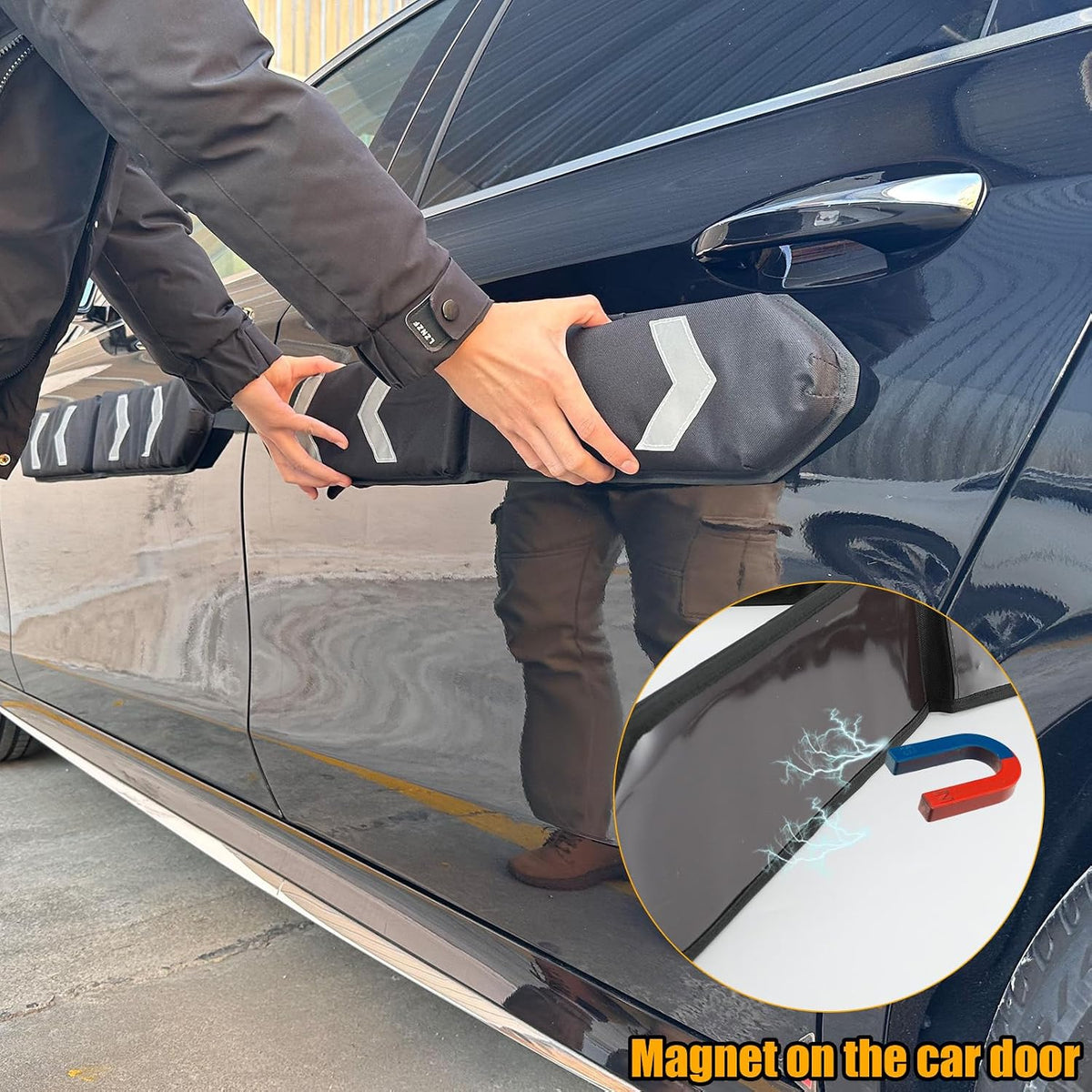 Winunite Removable Soft Magnetic Car Door Dent Protector Black(Pack of 2)