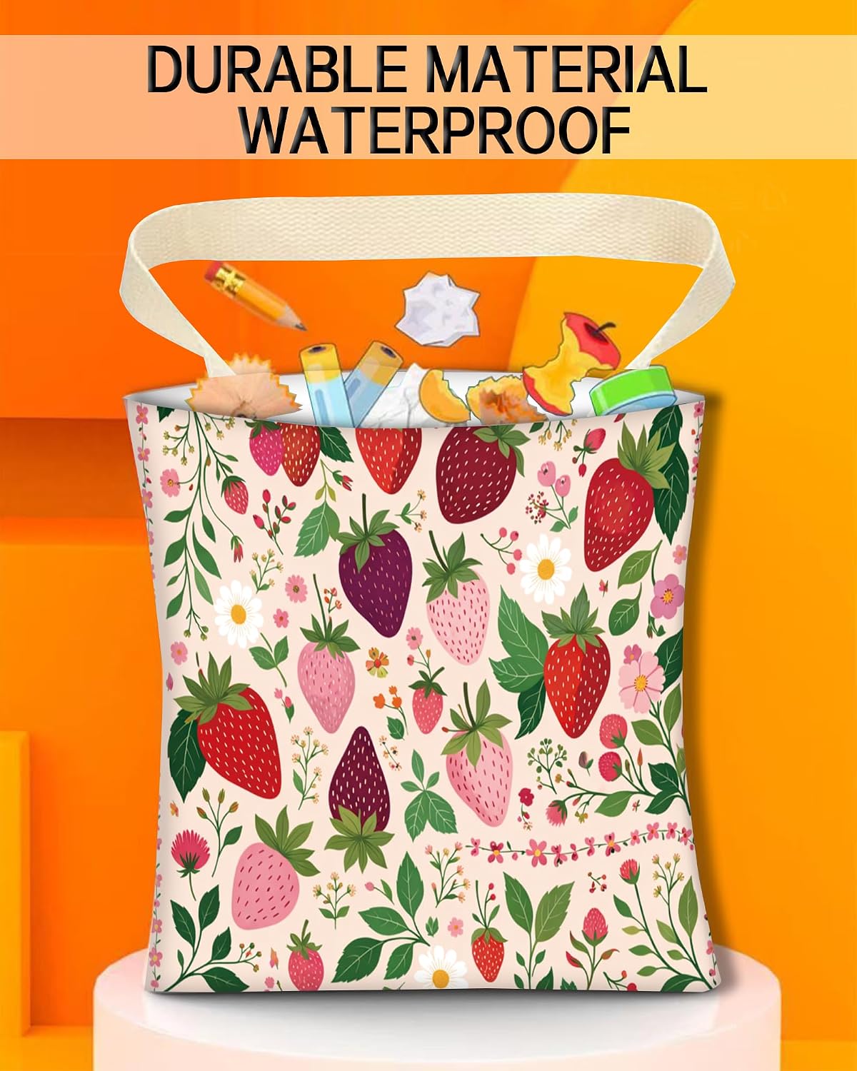Car Trash Can, Durable Hanging Car Trash Garbage Bag, Cute Automotive Garbage Cans Organizer, Cute Strawberry Leaf