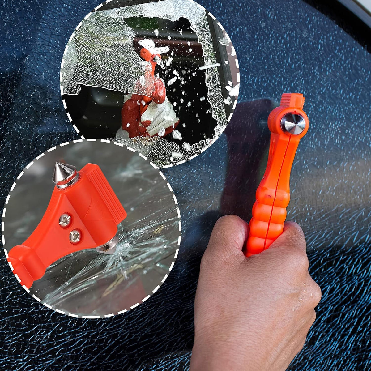 Window Breaker Seatbelt Cutter, 2 Pack Car Window Breaker, Emergency Seat Belt Cutter and Window Hammer Tool, Car Escape Tool with 2 Whistles, Car Safety Hammer Seatbelt Cutter