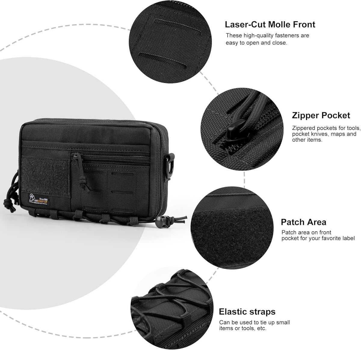 Mardingtop 600D/Cordura Tactical Molle Utility Pouch, Small Military Admin EDC Tool Organizer Bag