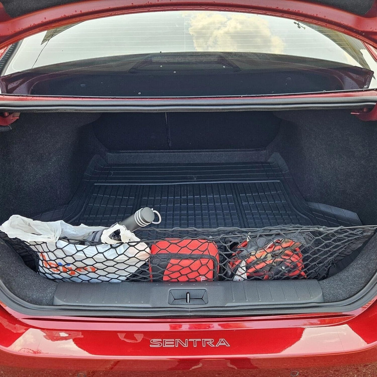 Rear Trunk Organizer Cargo Net for Nissan Sentra 2022-2025 – Envelope Style Cargo Net for Sedan – Premium Mesh Car Trunk Organizer Vehicle Carrier Storage – Compatible with Sentra
