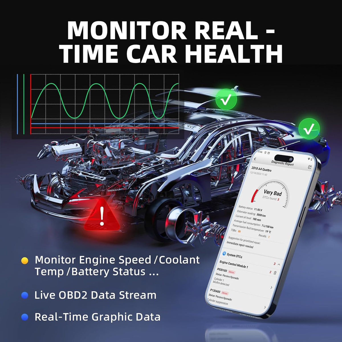 Autel AP2500E/AP2500 OBD2 Scanner Bluetooth Code Reader, Upgraded of AP200