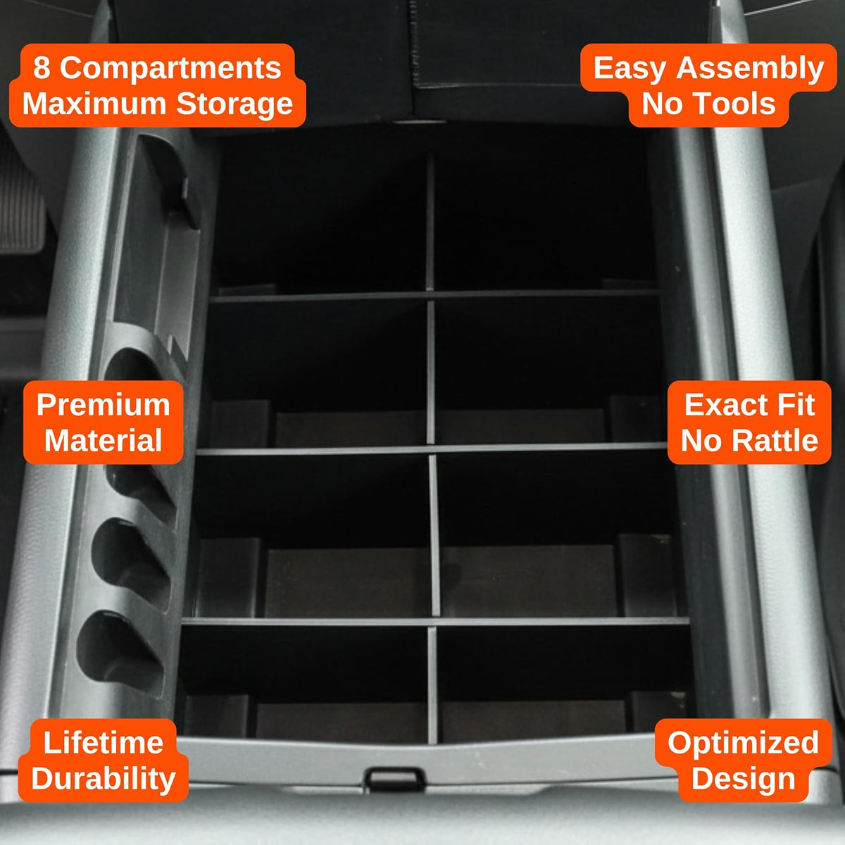 Vehicle OCD - Center Console Organizer for Ford F150 (2004-2014) (Column Shift w/Bucket Seats Only) - Made in USA - SLX104