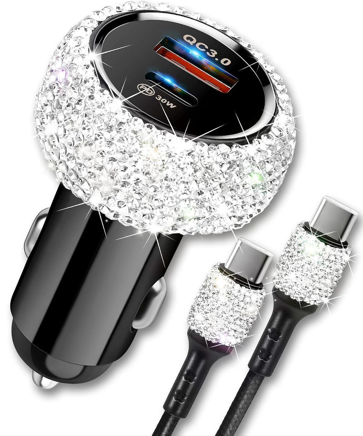 Bling Car Charger,Type C Charger Fast Charging,Cigarette Lighter Adapter