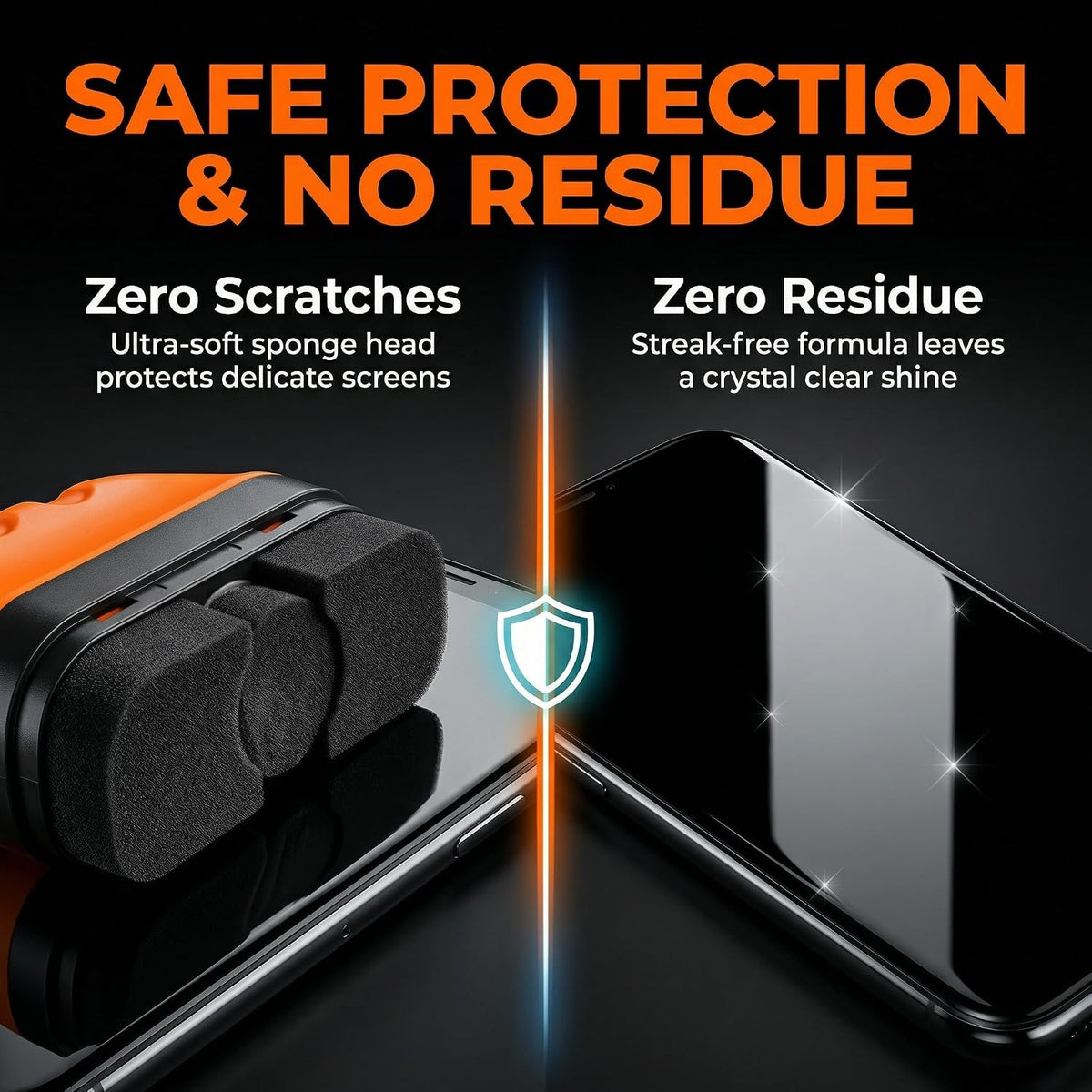 Car Screen Cleaner with Built-in Sponge | Effortlessly Removes Fingerprints, Dust and Make-up Stains | Anti Static Formula Safely Works on TV, Laptop, Computer Monitor, Phone, Dashboard & Console