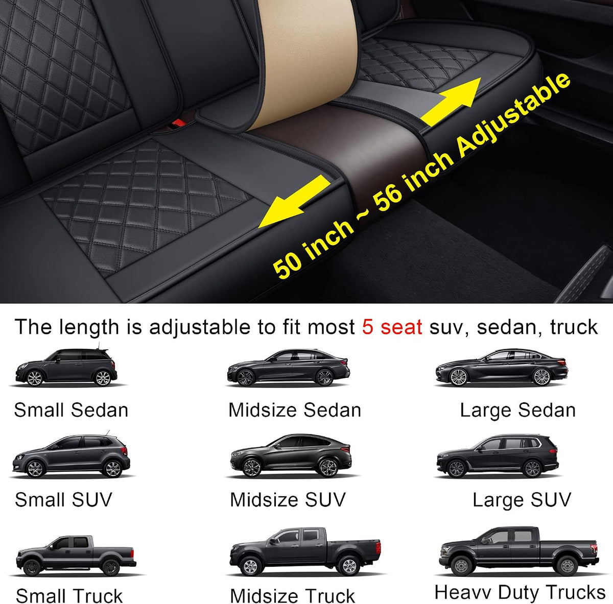 MIROZO Seat Covers Full Set, Leather Car Seat Covers for Sedan SUV Truck