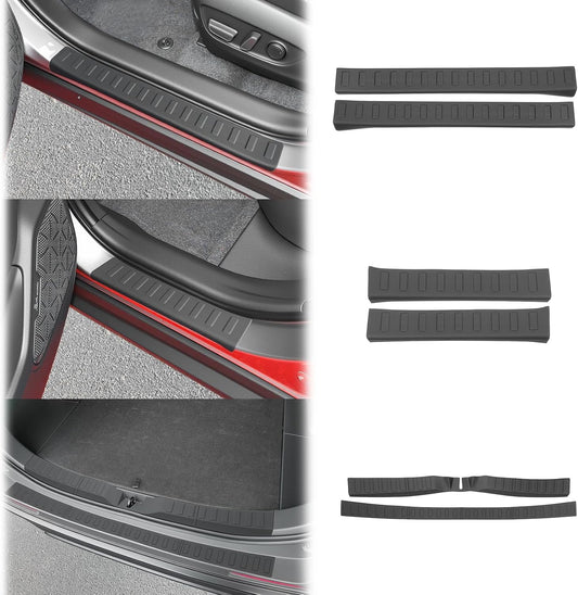 Door Sill Guards Kit Fit for 2019-2025 Toyota RAV4 Accessories Rear Bumper Protector Entry Guard Protector Bumper Guard Door Sill Protector