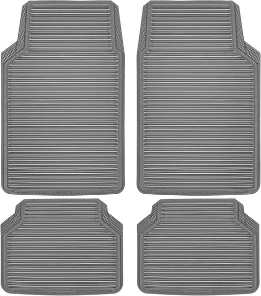 CAR PASS Rubber Car Mats,Car Floor Mats All Weather,Car Mats Full Set 4-Piece,Waterproof Automotive Floor Mats Trim to Fit for Most Cars Sedans SUVs Vans,Heavy Duty Anti-Slip Easy Clean, All Gray