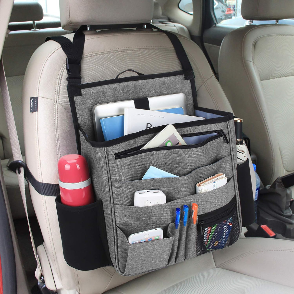 LUXJA Front Car Seat Storage Organizer, Gray