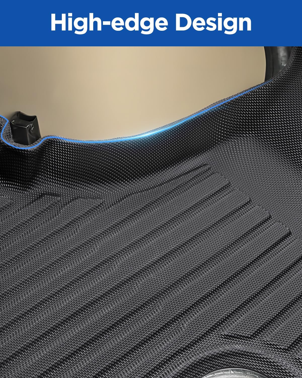Car Floor Mat for Ford Econoline: for Econoline/E-Series 2025-2007 E150/E250/E350/E450, All Weather TPE Carpet Rubber Rug Interior Vehicle Accessories Heavy Duty RV Van Floormats Front Row Liner
