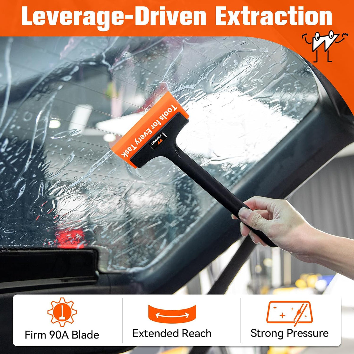 WRAPXPERT Window Tint Tools Kit, 3 Pack Window Tint Squeegee for Windshield Auto Tinting, Professional Long Handle Tinting Squeegee for Front Windows, Rear Glass, Side Doors for Car, SUV Van Glass