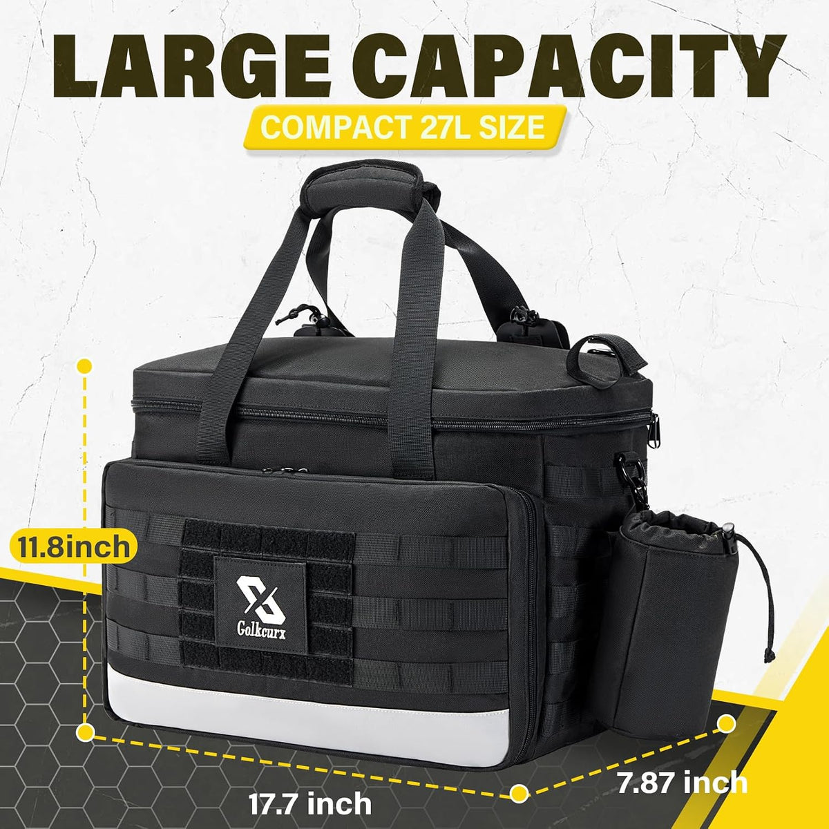 Golkcurx Patrol Bag Law Enforcementt, Front Seat Organizer | Police Gear Bag, Car Organizer for Vehicle Passenger Seat, MOLLE System & Cup Holders