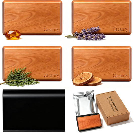 Car Air Freshener Starter Kit - Wood Car Freshener for Visor Clip - Long Lasting Car Scent - Car Odor Eliminator - CLIP INCLUDED