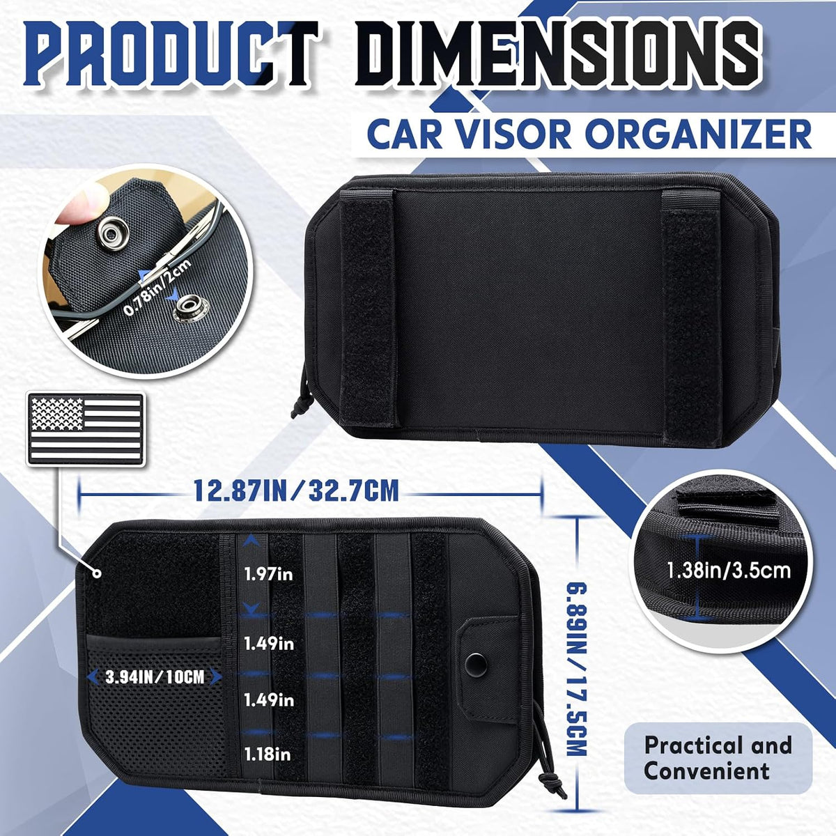 SAMPUSS Car Sun Visor Organizer Car Sunglass Holder with Storage Pouch