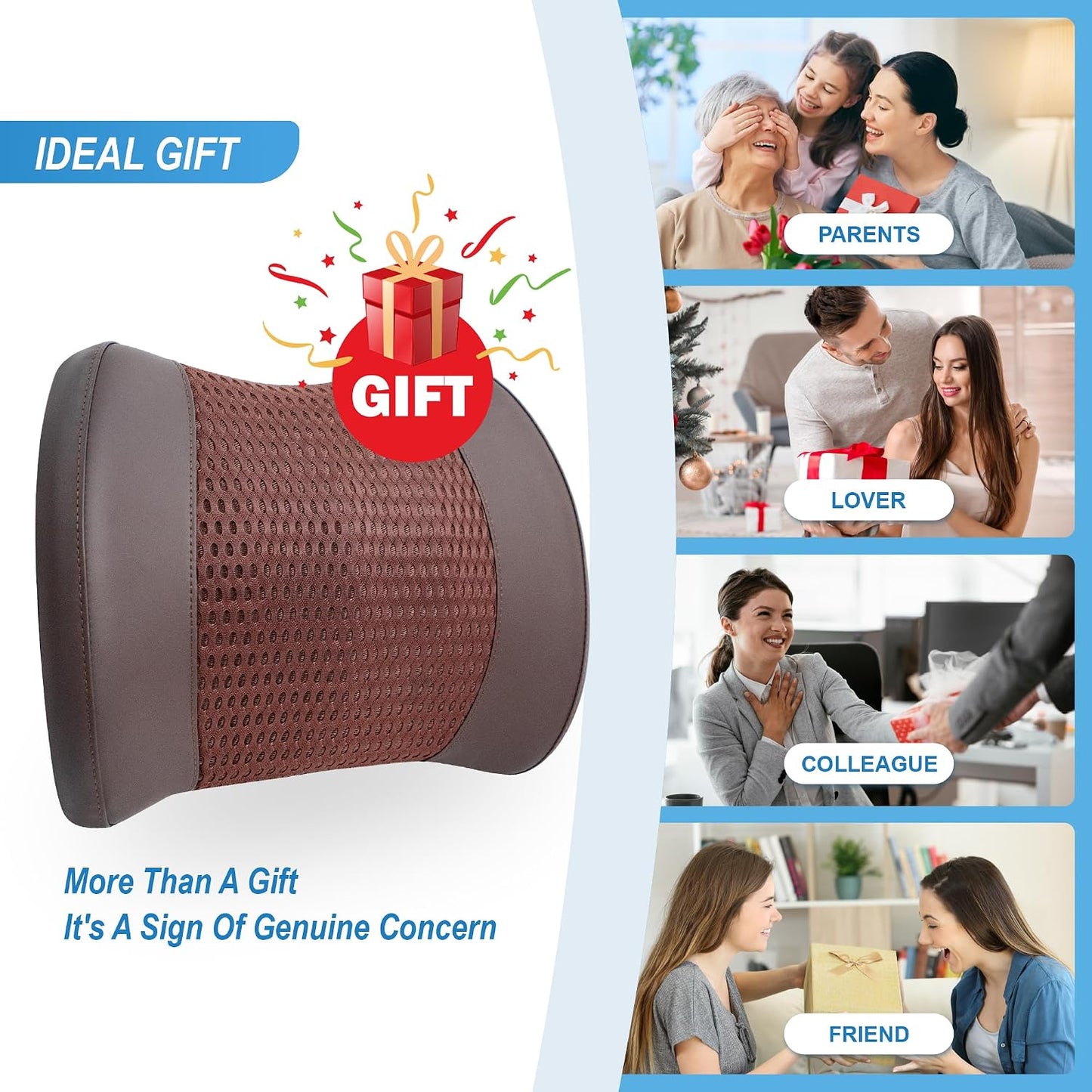 Lofty Aim Lumbar Support Pillow for Car, Car Seat Back Support for Driving | Memory Foam Car Lumbar Support for Driving, Car Back Cushion, Adjustable Straps, Lower Back Pillow, Breathable 4D Mesh, Brown