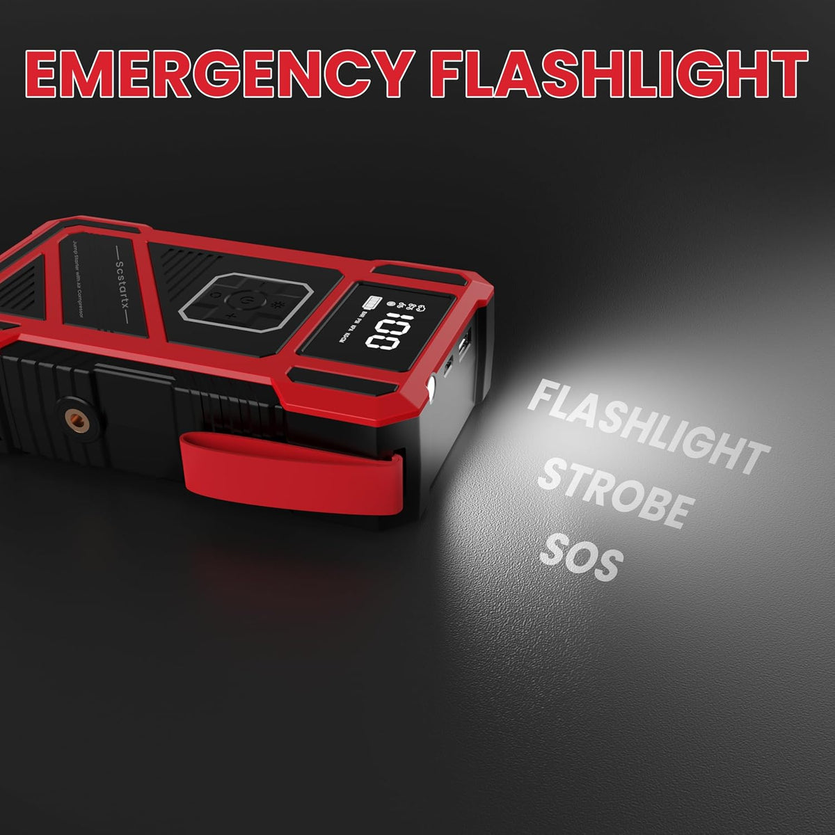 3000A Peak Car Jump Starter with 150PSI Air Compressor – Smart Jump Cable, LED Flashlight & USB Charger, 12V Emergency Starter for Vehicles up to 10L Gas & 8L Diesel