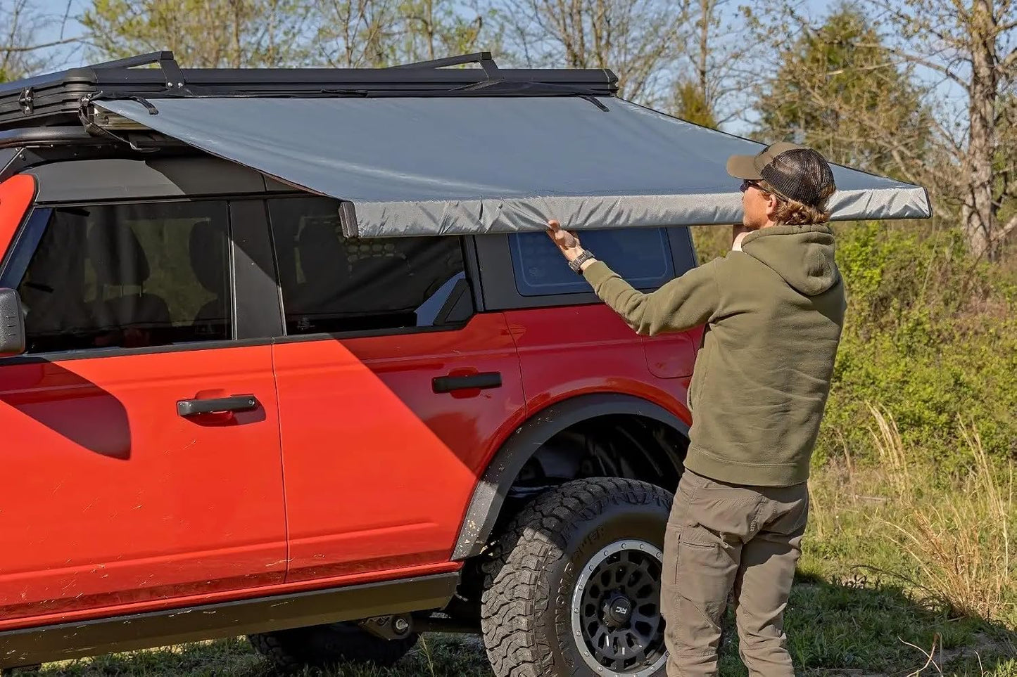 Rough Country Retractable Roof Rack Awning 6'6" x 9'8" Universal Fit - (Fits Trucks & SUVs)