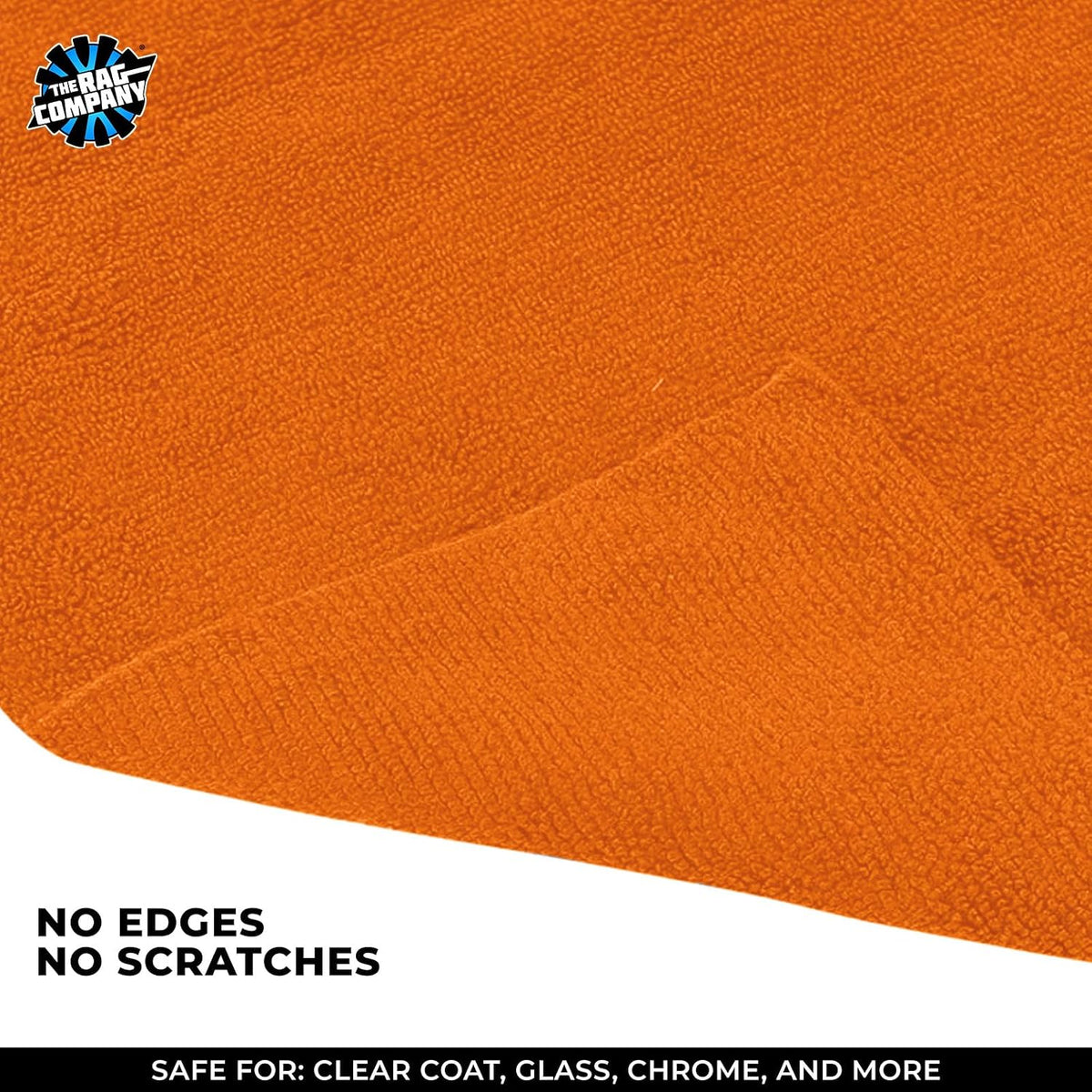 The Rag Company - Edgeless 365 Microfiber Towels (10-Pack) Premium 70/30 Blend, Professional Polishing, Wax Removal, Auto Detailing, 365gsm, 16in x 16in, Orange