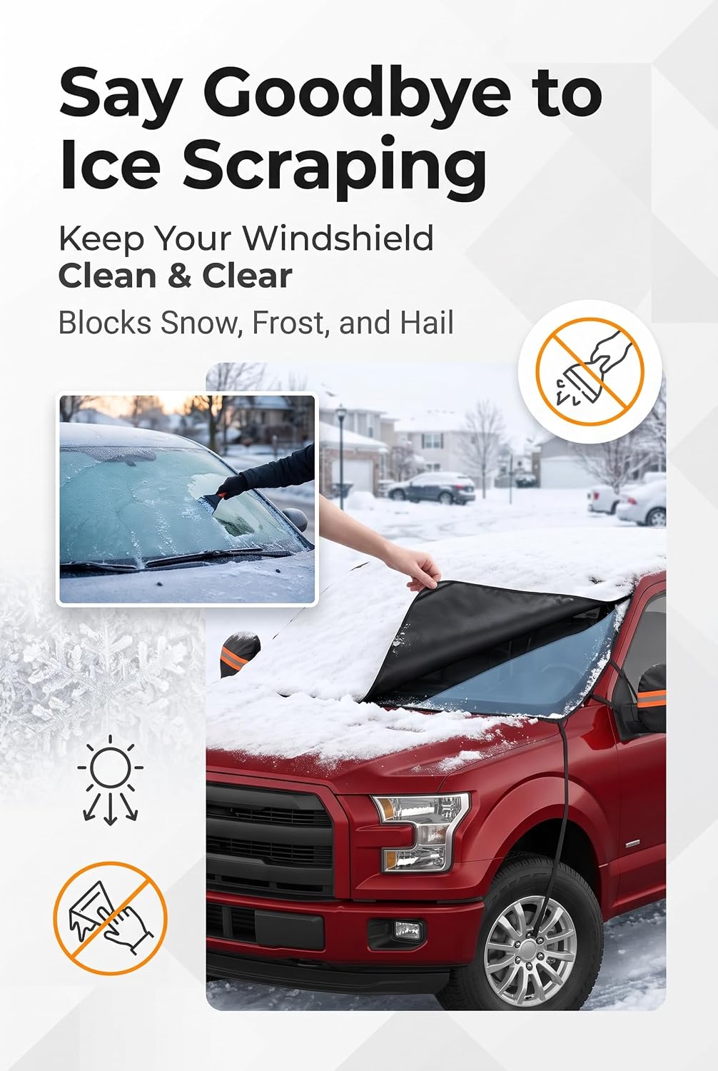 600D Oxford Windshield Snow Cover Hail-Resistant for SUV Pickup Mini Van