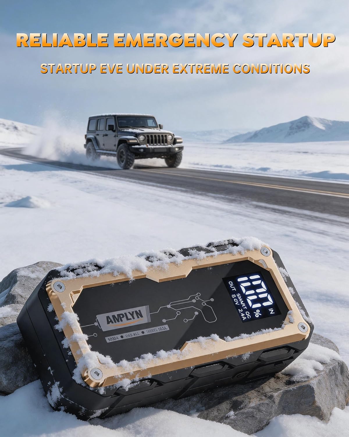 Car Jump Starter with 65W Quick Charger 24000mAh Battery Pack