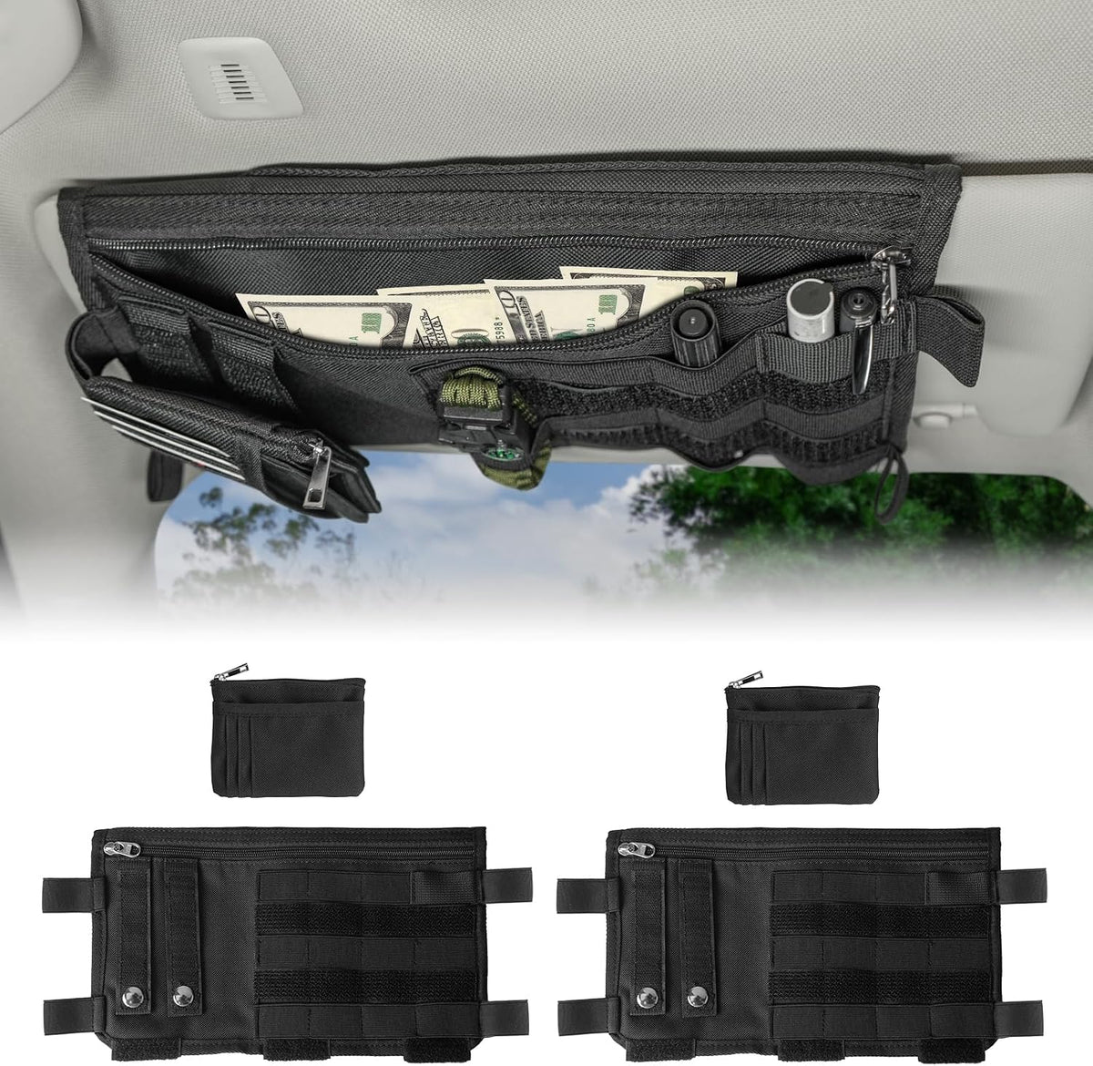Car Sun Visor Organizer for Car SUV Truck, 2-Pack