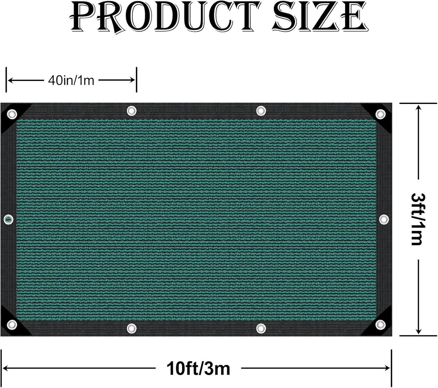 80% Shade Cloth-Durable UV Blocking Mesh Tarp for Garden,Patio,Greenhouse & Chicken Coop-Sun Shade Cover with Grommets for Plants,Dog Kennel,Outdoor Use[Green 3×10FT]