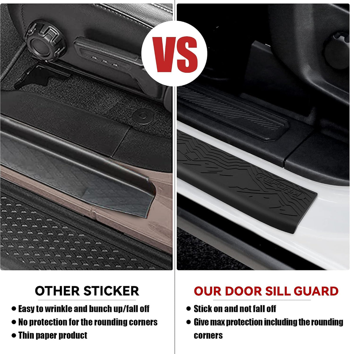 REFORM DESIGN Door Sill Guards Protectors Compatible with 2024 2023 2022 2021 Ford Bronco 2 Door, 2 PCS TPE Solid Door Edge Entry Cover Interior Accessories (‎for Bronco 2 Door)