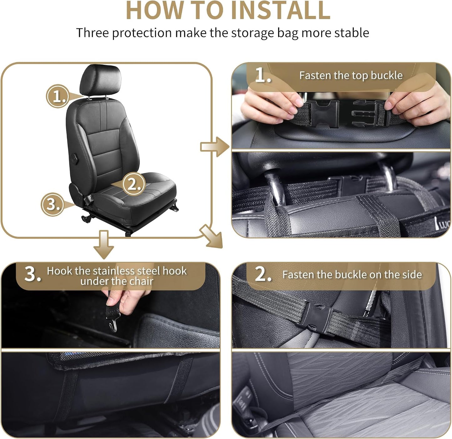 LUCMO Car Backseat Organizer with Touch Screen Tablet Holder, Black | 9 Storage Pockets,Clear Tablet Holder,Protectors Kick Mats,Travel Accessories,Seat Cover,Road Trip Essentials
