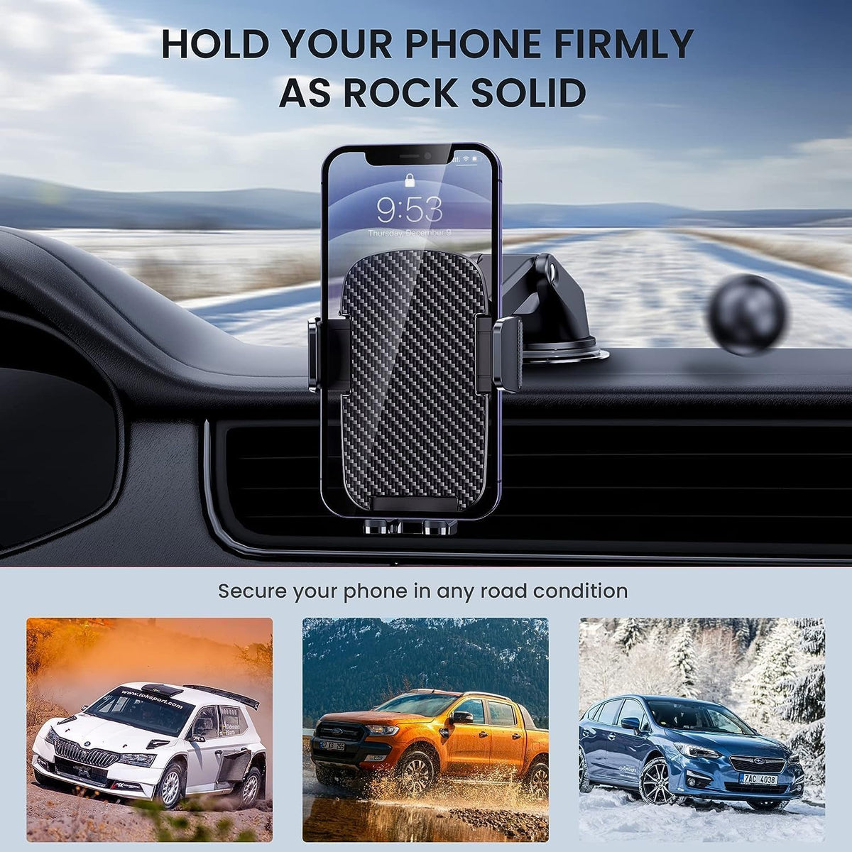 Qifutan Car Phone Holder Automobile Cell Phone Holder Car Mount for iPhone Universal Car Dashboard Mount Fit All Phones Cell Phone Camera Mounts