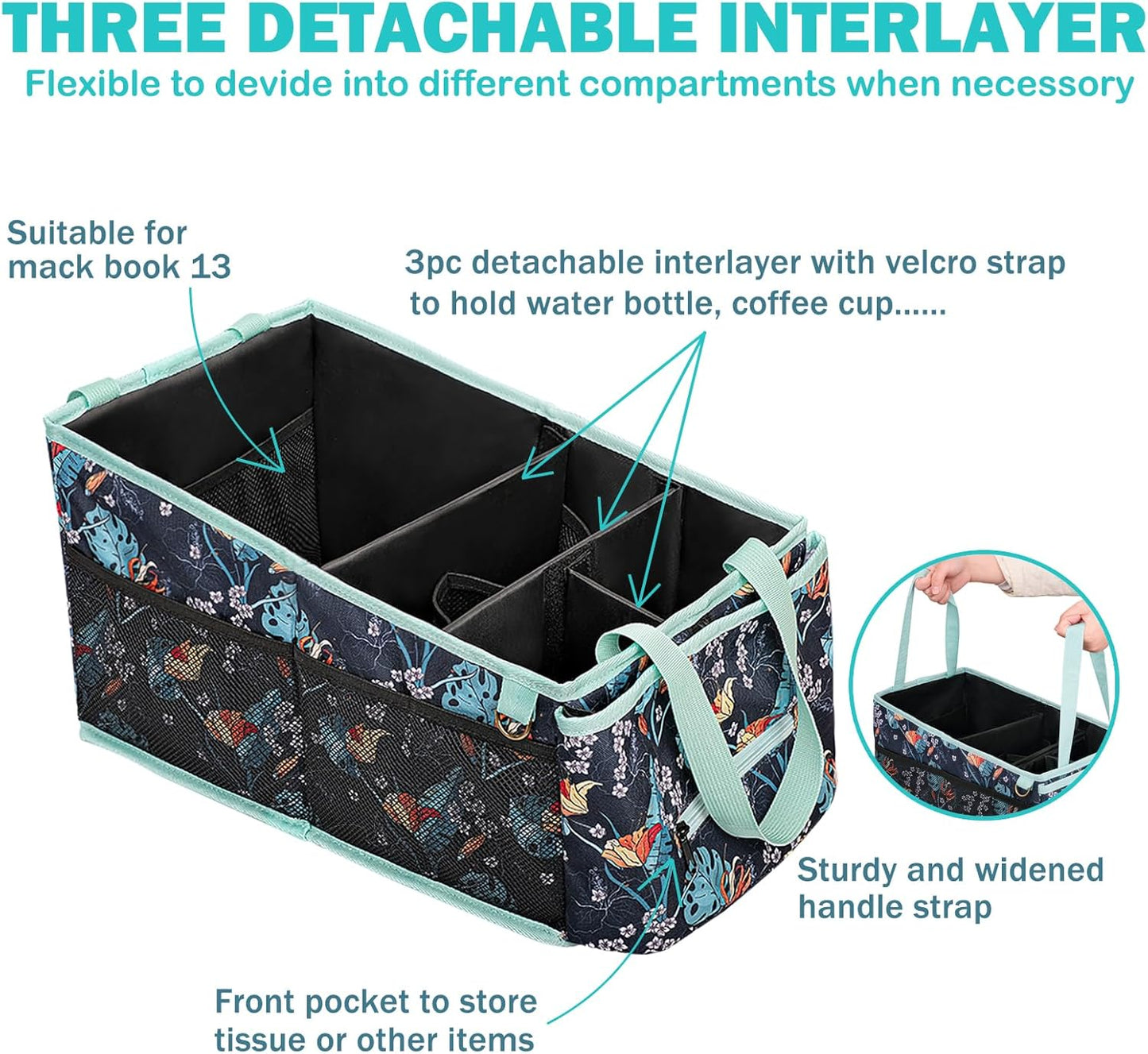 HEYSKAY Car Organizer with Tissue Box, Coffee Cup Drink Holder, Toy Books Storage for Car (Grey)