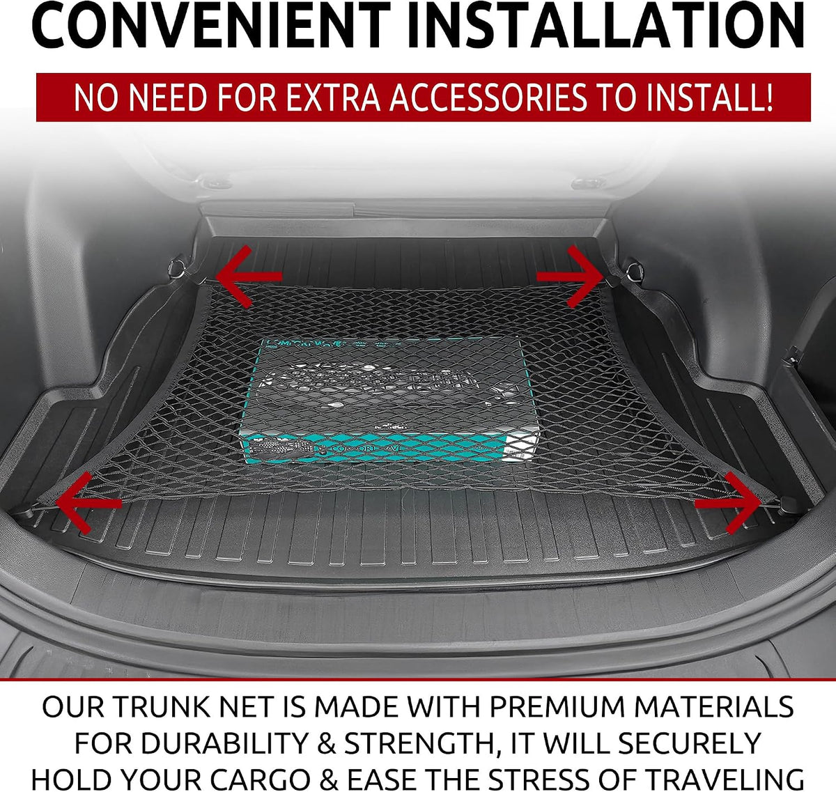 Rear Trunk Floor Style Mesh Cargo Net for Toyota RAV4 LE XLE 2019-2025 - Car Accessories - Premium Trunk Organizer and Storage - Cargo Net for SUV - Vehicle Carrier Organizer for Toyota RAV4