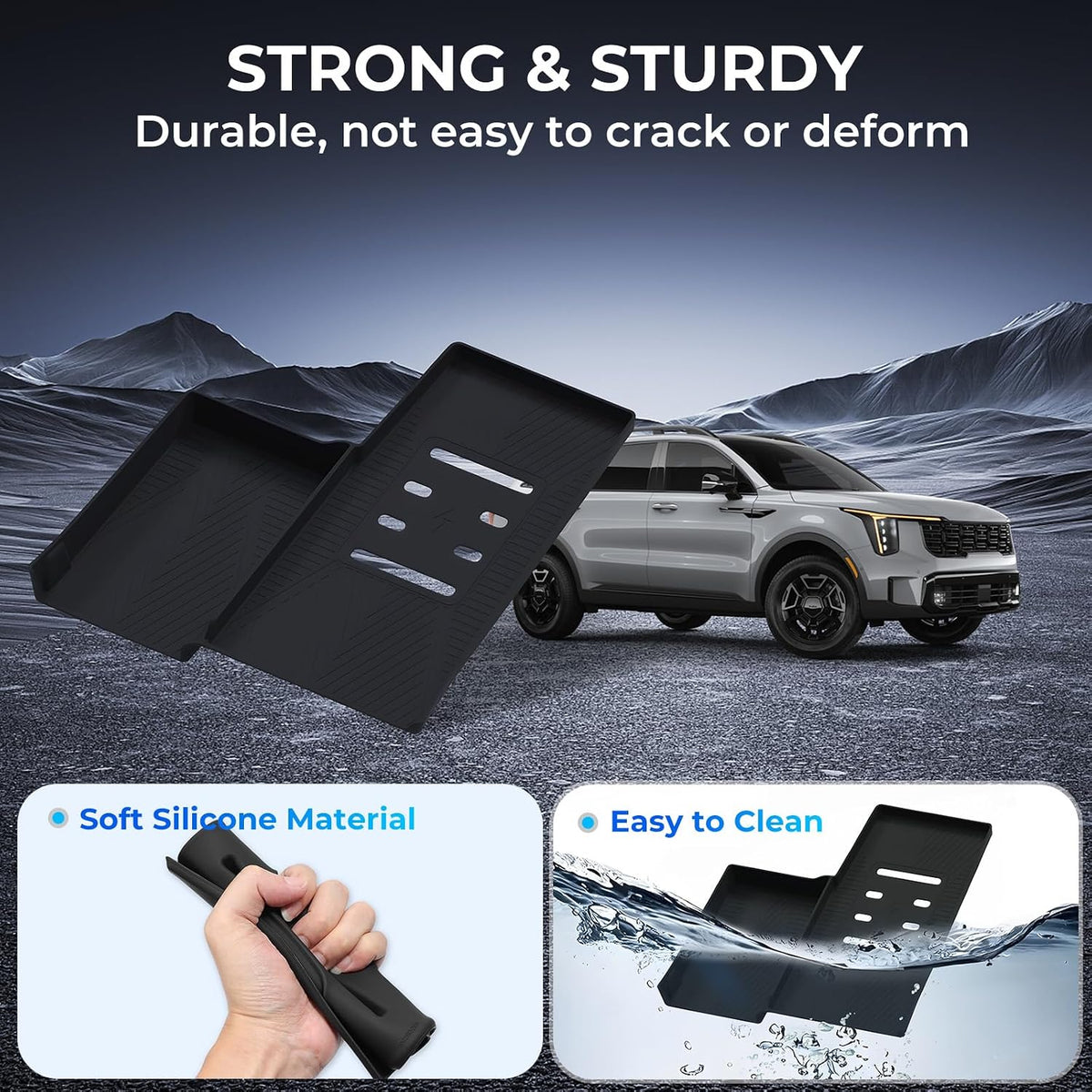Wireless Charging Protective Mat for KIA Sorento 2026 2025 2024 2023 2022 2021, Center Console Interior Accessories Silicone Anti-Slip Wireless Charger Cover Pad for 2021-2026 Sorento, Black