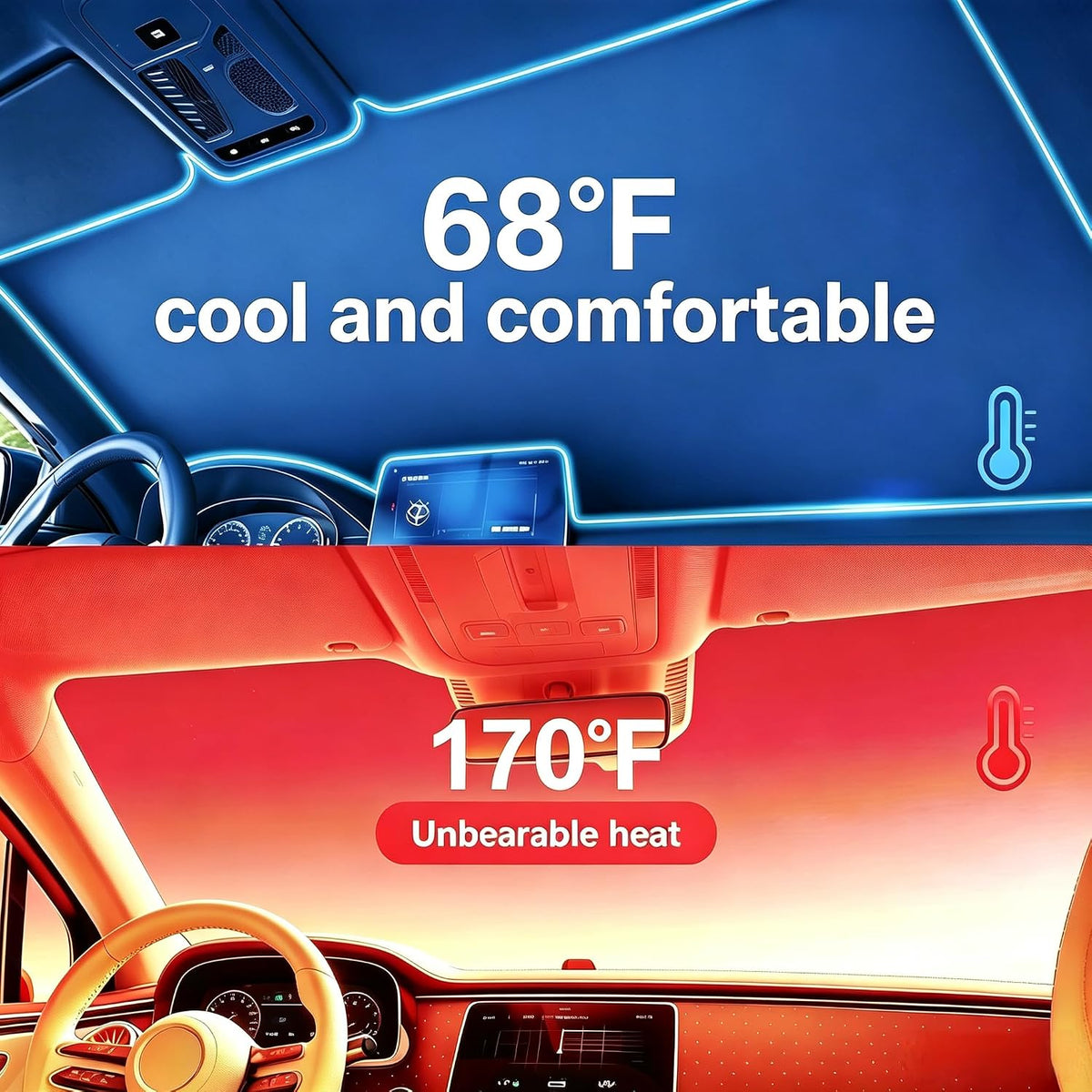 Foldable Car Windshield Sun Shade Umbrella UV Block Medium 55" x 31"