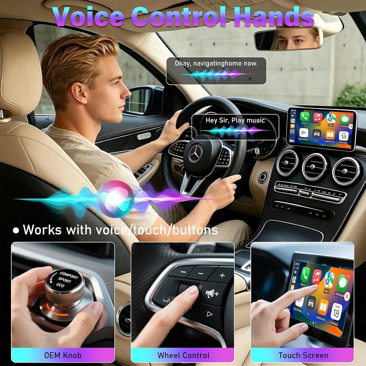 Wireless Carplay Adapter for iPhone/Android Latest Upgrade，Play Plug & Play