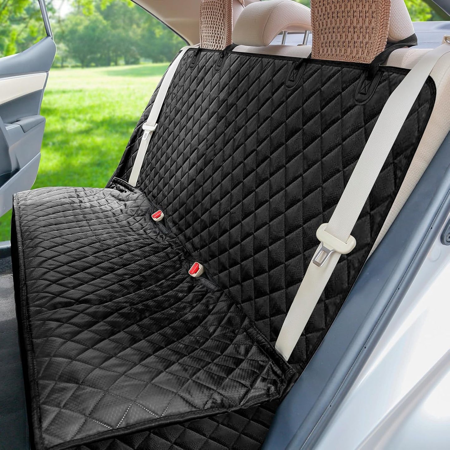 PETICON Waterproof Scratchproof Pet Bench Seat Covers for Cars, SUVs, Nonslip Durable Back Seat Cover for Dogs, 600D Oxford Fabric, Machine Washable
