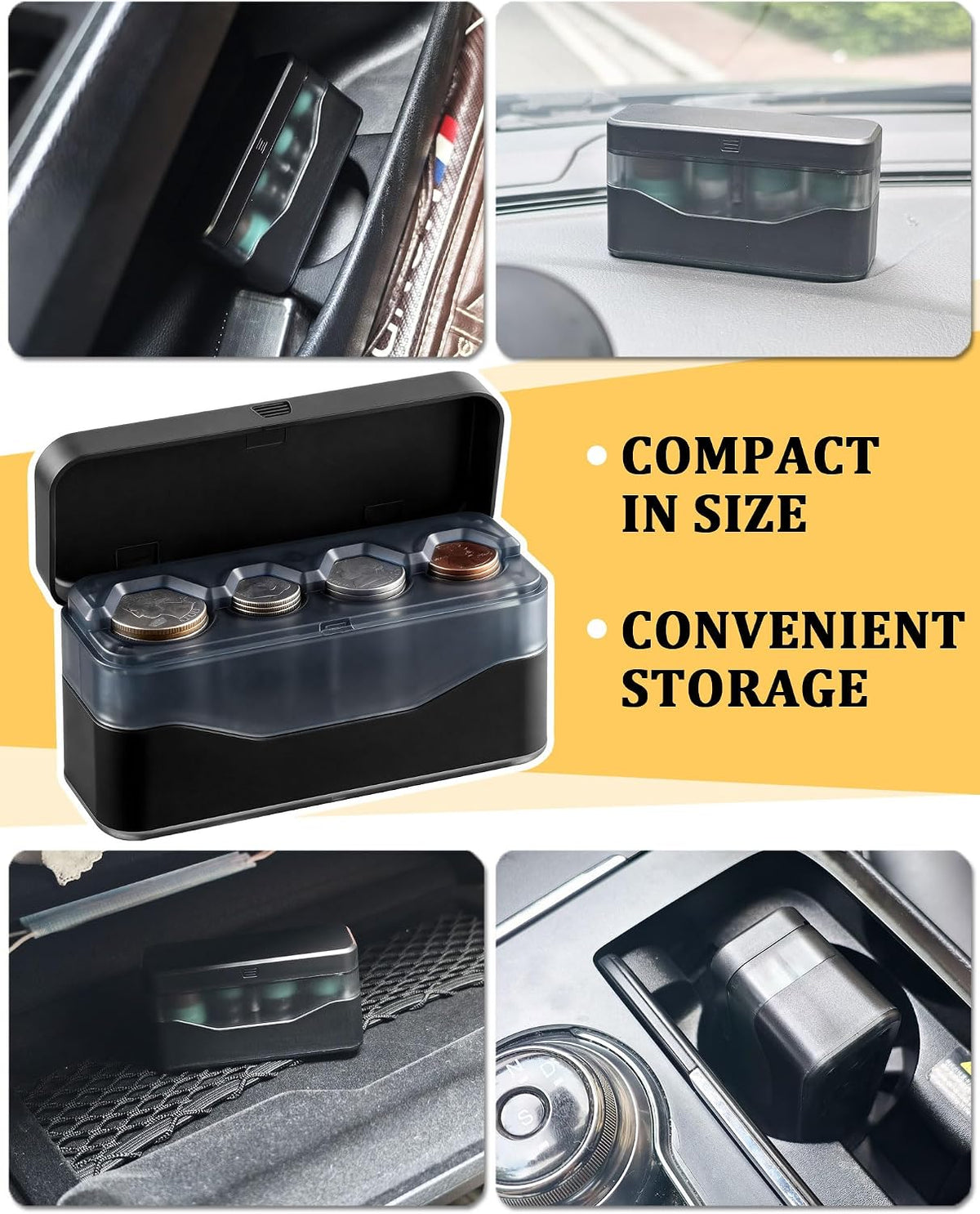 Larger Capacity Coin Holder for Car, Compact Portable Change Coin Organizer