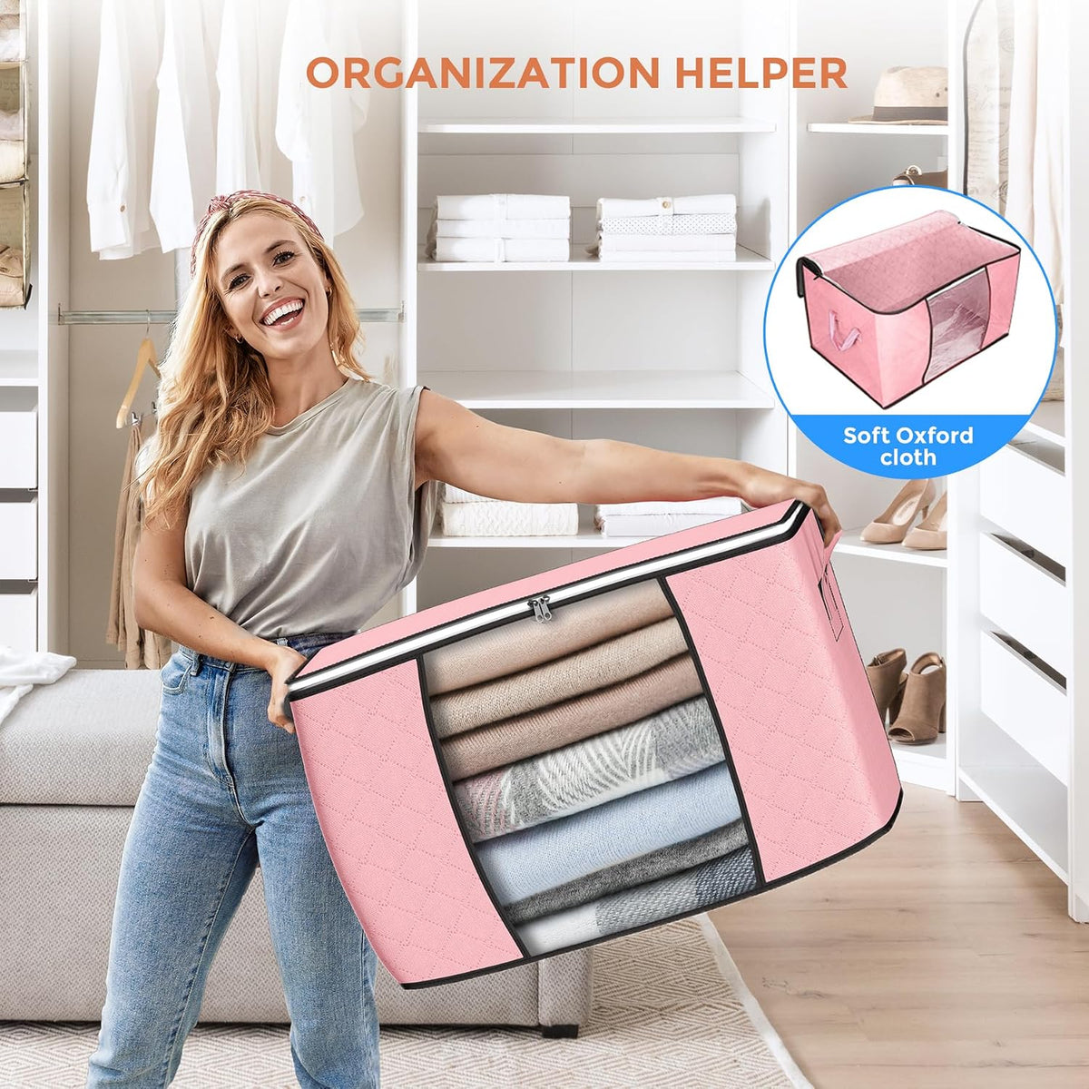 90L Large Storage Bags, 4 Pack Clothes Storage Bins Closet Organizers