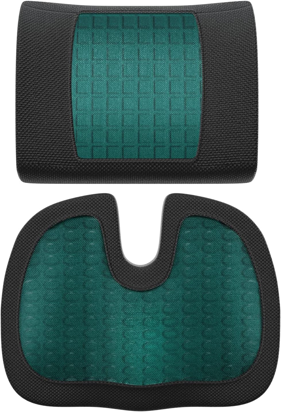 Amazon Basics Comfortable Seat Cushion &amp; Lumbar Support for Office Chairs, Gel Enhanced Memory Foam, Non-Slip, Cooling, Portable, Pack of 2, Rectangular, Black