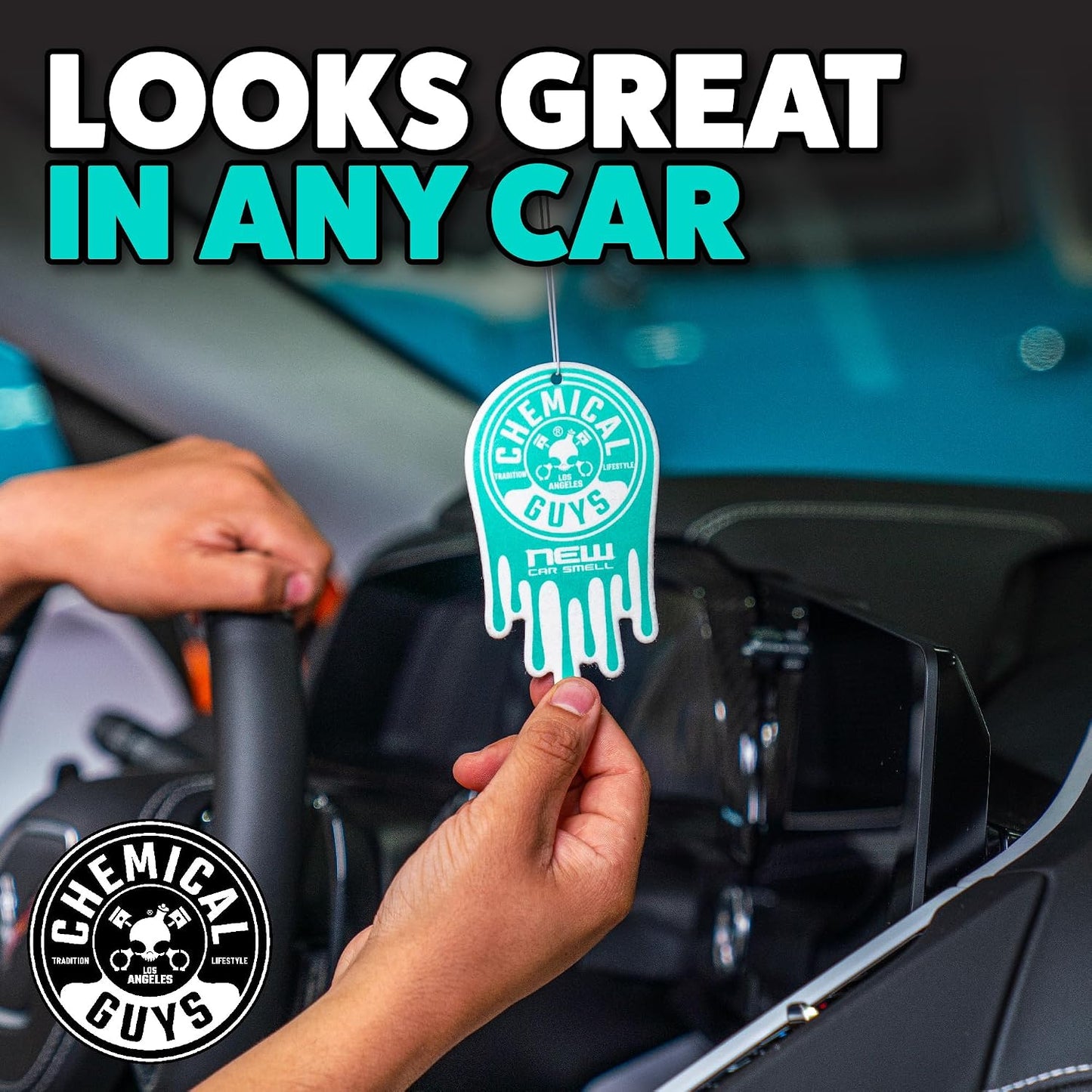 Chemical Guys Car Fresheners, Hanging Air Fresheners - New Car Scent for Cars, Trucks, SUVs, RVs, Home, Office, Work, Dorm Room, & More - 12 Pack