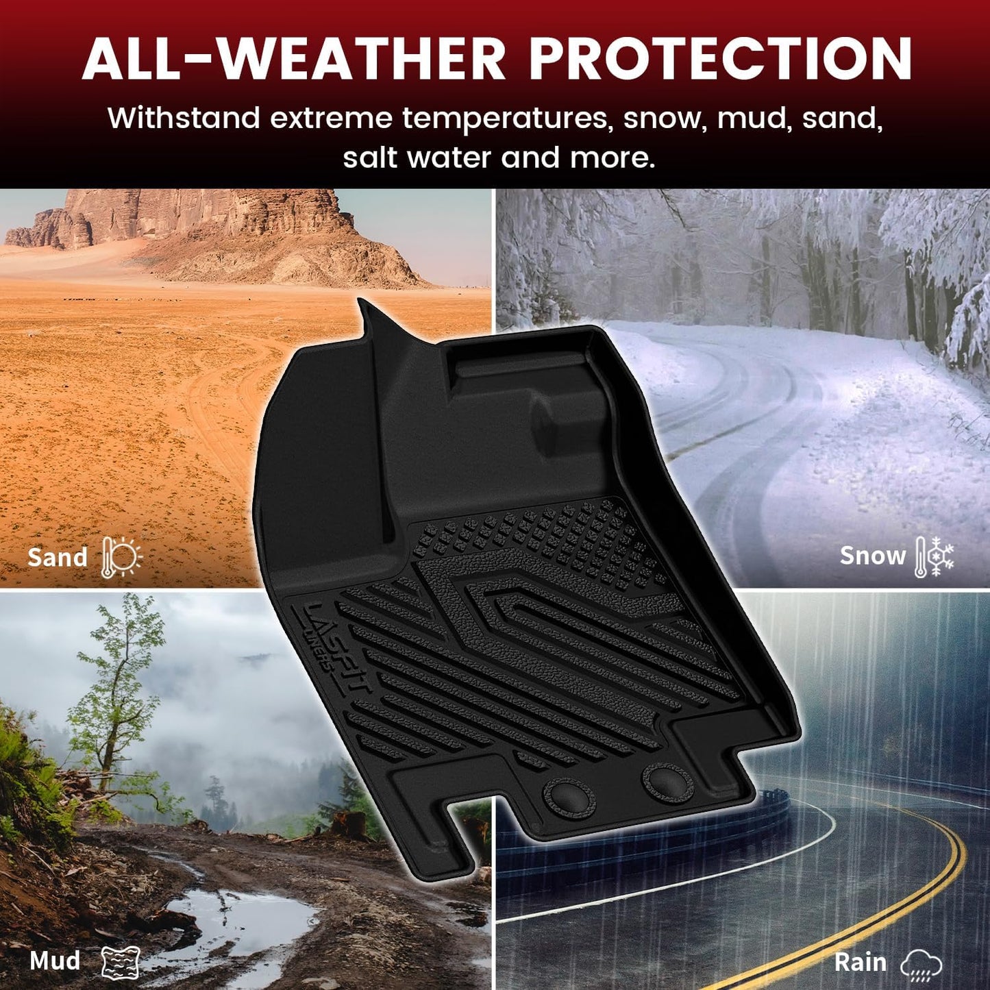 LASFIT Floor Mats &amp; Cargo Mat for Nissan Pathfinder 7/8 Seats 2026 2025 2024 2023 2022, All Weather TPE Custom Fit Floor Liners for Pathfinder Car Mats &amp; Trunk Mats Accessories, Black