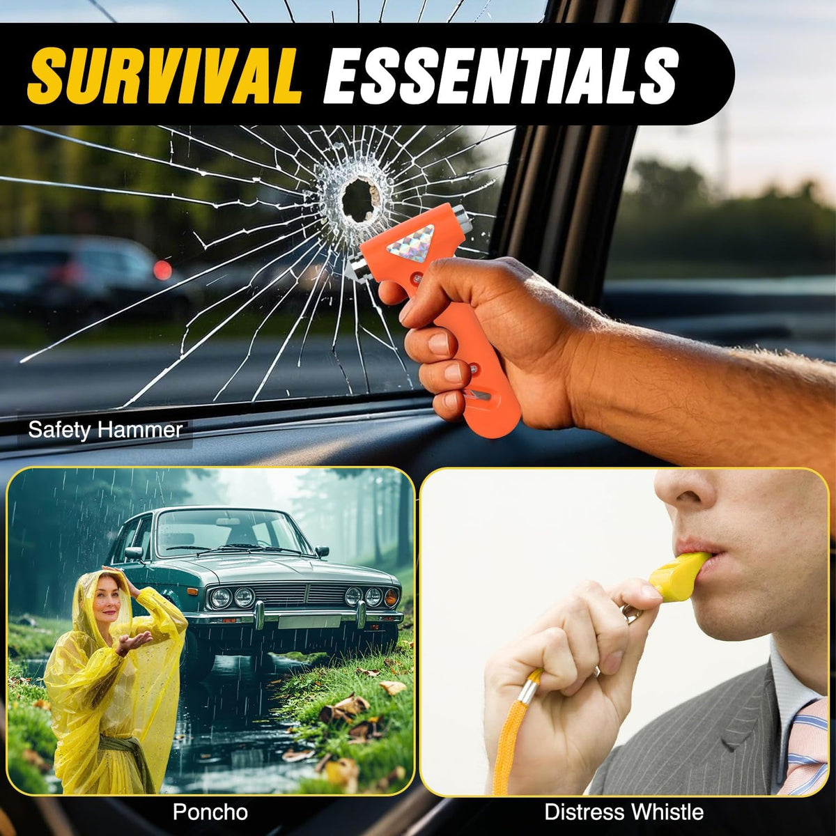 Nilight Car Emergency Kit with Jumper Cable, First Aid Kit Safety Assistance Tools for Travel Camping Outdoor Cars Truck SUV RV, Roadside Essentials with Flash Light